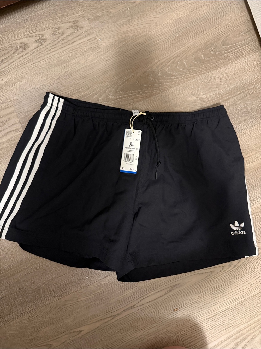 adidas Black Men’s 3-Stripes Athletic Shorts